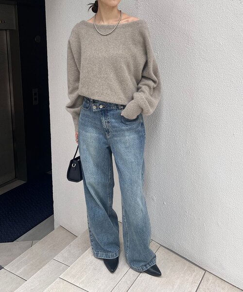 SHENERY ファーウールオフショルニット セール】ファーウールオフショルニット（ニット/セーター）｜SHENERY