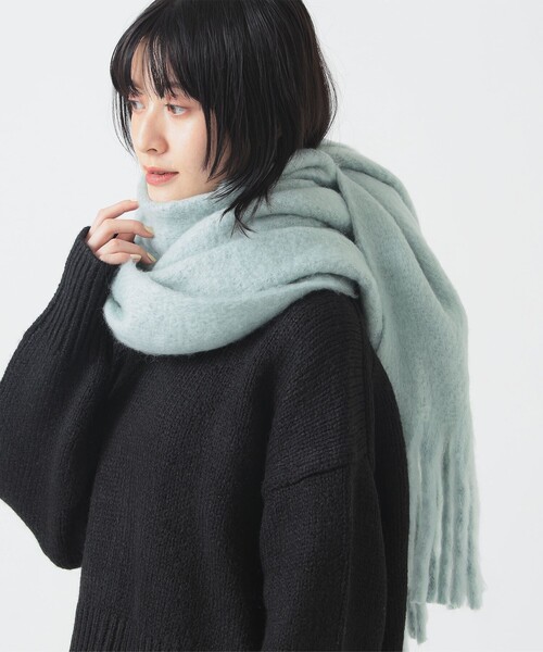 B:MING by BEAMS（ビーミングバイビームス）の「ブークレ ストール（ストール/ショール・レディース・サックスブルー/ホワイト系その他5/オレンジ・ONE SIZE）」の2枚目の写真