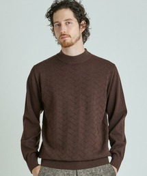 【ACTIVE TAILOR/アクティブテイラー】12Gジャカードモックネックニット
