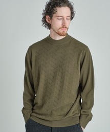 【ACTIVE TAILOR/アクティブテイラー】12Gジャカードモックネックニット