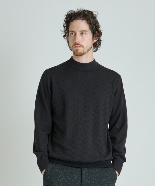 MEN'S BIGI（メンズビギ）の「【ACTIVE TAILOR/アクティブテイラー】12Gジャカードモックネックニット（ニット/セーター・メンズ・ブルー/ブラウン/ホワイト/ブラック/カーキ・01/03/02）」の16枚目の写真