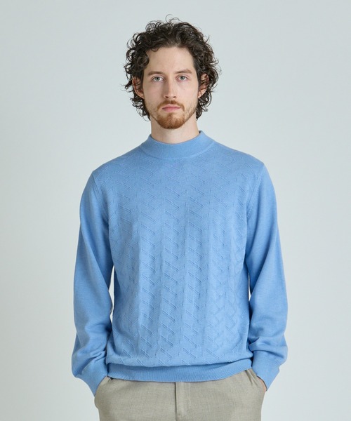 MEN'S BIGI（メンズビギ）の「【ACTIVE TAILOR/アクティブテイラー】12Gジャカードモックネックニット（ニット/セーター・メンズ・ブルー/ブラウン/ホワイト/ブラック/カーキ・01/03/02）」の14枚目の写真