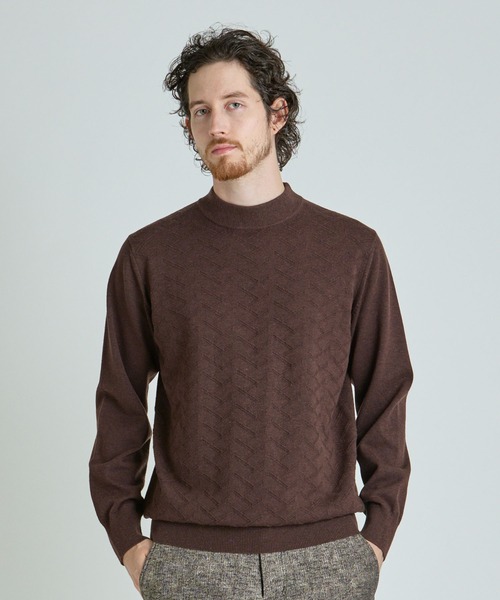 MEN'S BIGI（メンズビギ）の「【ACTIVE TAILOR/アクティブテイラー】12Gジャカードモックネックニット（ニット/セーター・メンズ・ブルー/ブラウン/ホワイト/ブラック/カーキ・01/03/02）」の13枚目の写真