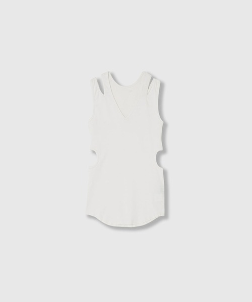 THINGS THAT MATTER(シングス ザット マター)の「NOTCH DESIGN 2-WAY SLEEVELESS TOPS / ノッチデザイン2ウェイスリーブレストップス(タンクトップ・レディース・ボルドー/ホワイト/ブラック・FREE)」の15枚目の写真