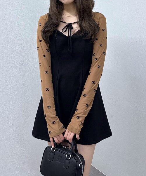 mline（エムライン）の「[mline]チュールボレロ（Tシャツ/カットソー・レディース・ブラック/ブラウン・FREE）」の2枚目の写真