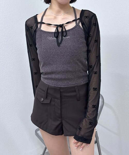 mline（エムライン）の「[mline]チュールボレロ（Tシャツ/カットソー・レディース・ブラック/ブラウン・FREE）」の4枚目の写真