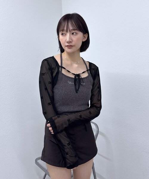 mline（エムライン）の「[mline]チュールボレロ（Tシャツ/カットソー・レディース・ブラック/ブラウン・FREE）」の6枚目の写真