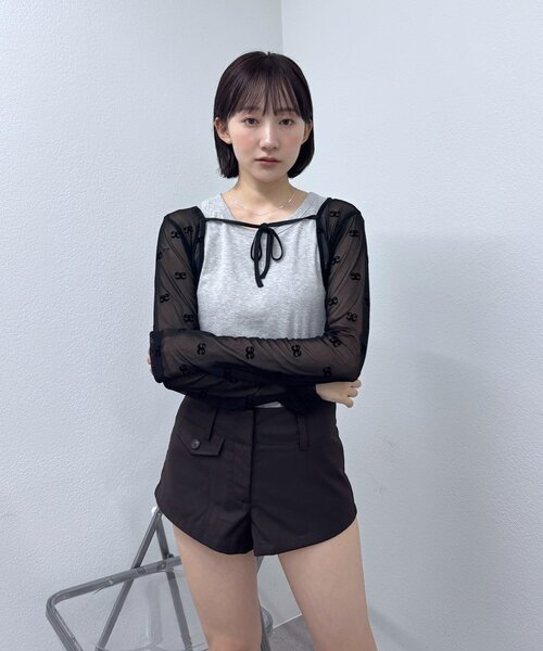 mline（エムライン）の「[mline]チュールボレロ（Tシャツ/カットソー・レディース・ブラック/ブラウン・FREE）」の7枚目の写真