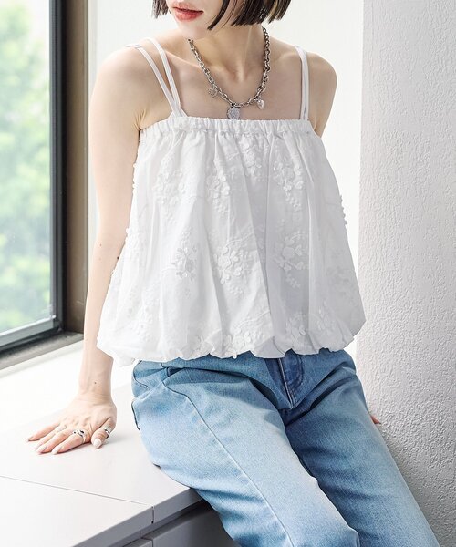 w closet(ダブルクローゼット)の「【2WAY】レースバルーンキャミ(キャミソール・レディース・オフホワイト/ブラック・FREE)」の5枚目の写真