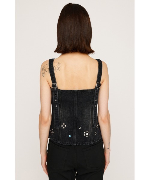 キャミソール 「2025AW」STUDS DENIM BUSTIER-B スタッズ デニム ビスチェ ビー 秋服 2025AW】STUDS DENIM BUSTIER-E スタッズ デニム ビスチェ イー