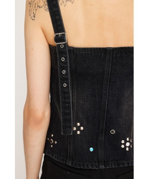 キャミソール 「2025AW」STUDS DENIM BUSTIER-B スタッズ デニム ビスチェ ビー 秋服 2025AW】STUDS DENIM BUSTIER-E スタッズ デニム ビスチェ イー
