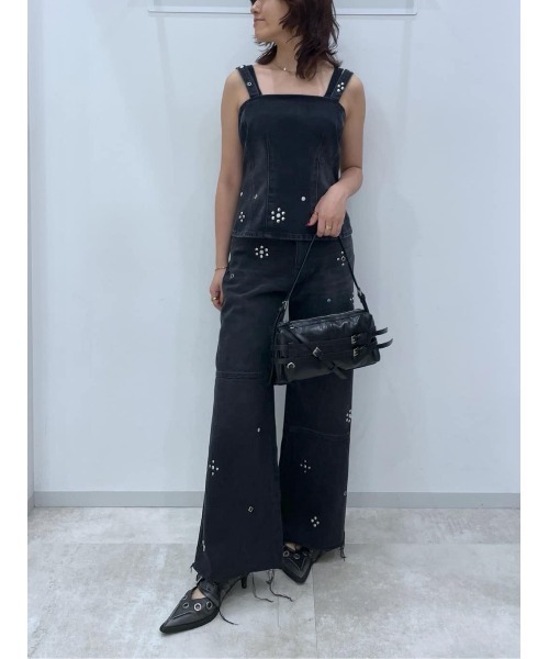 SLY（スライ）の「STUDS DENIM BUSTIER-E スタッズ デニム ビスチェ イー 秋服（キャミソール・レディース・ブラック・FREE）」の12枚目の写真