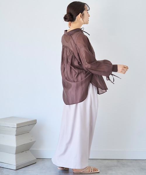 mil(ミル)の「袖シャーリングシャツ 【ストライプ/無地】 【587139】(シャツ/ブラウス・レディース・ブラック/ライトベージュ/ブラウン・ONE SIZE)」の22枚目の写真