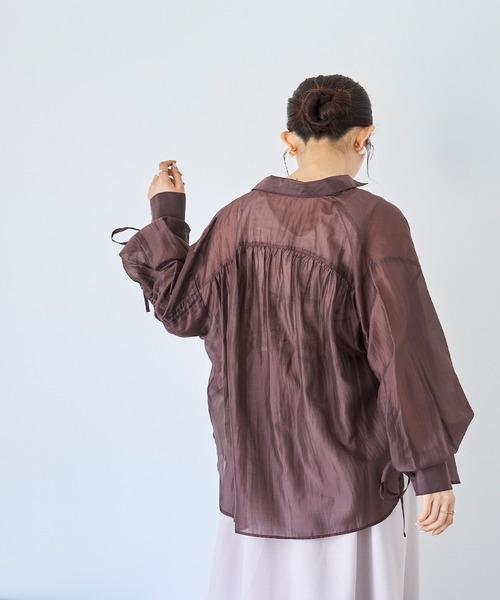 mil(ミル)の「袖シャーリングシャツ 【ストライプ/無地】 【587139】(シャツ/ブラウス・レディース・ブラック/ライトベージュ/ブラウン・ONE SIZE)」の21枚目の写真