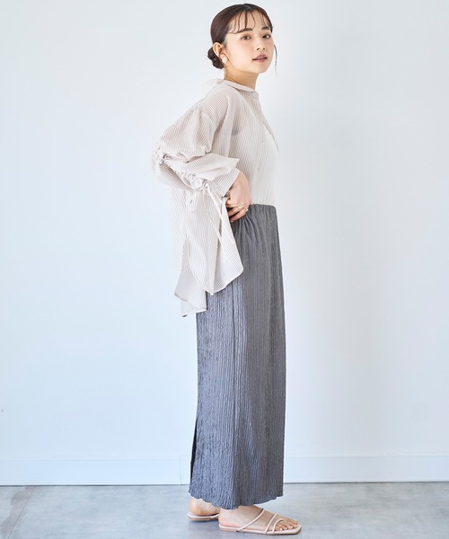 mil(ミル)の「袖シャーリングシャツ 【ストライプ/無地】 【587139】(シャツ/ブラウス・レディース・ブラック/ライトベージュ/ブラウン・ONE SIZE)」の19枚目の写真