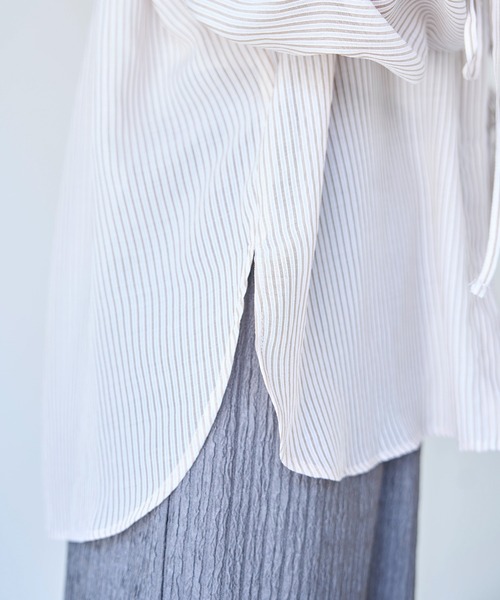 mil(ミル)の「袖シャーリングシャツ 【ストライプ/無地】 【587139】(シャツ/ブラウス・レディース・ブラック/ライトベージュ/ブラウン・ONE SIZE)」の12枚目の写真