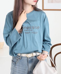 BRODIAEA ロゴ刺繍七分袖Tシャツ