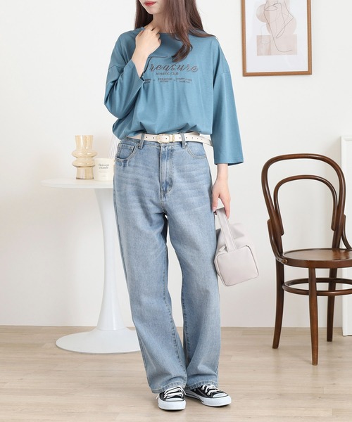 BRODIAEA(ブローディア)の「BRODIAEA ロゴ刺繍七分袖Tシャツ(Tシャツ/カットソー・レディース・ブルーグリーン/グレイッシュベージュ/ブラック/オレンジ・40)」の22枚目の写真