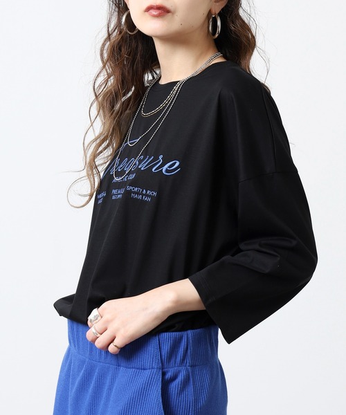 BRODIAEA(ブローディア)の「BRODIAEA ロゴ刺繍七分袖Tシャツ(Tシャツ/カットソー・レディース・ブルーグリーン/グレイッシュベージュ/ブラック/オレンジ・40)」の15枚目の写真