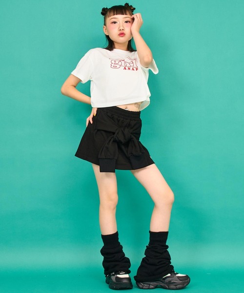 ANAP GiRL(アナップガール)の「ロゴ クロップドTシャツ(Tシャツ/カットソー・キッズ・ラベンダー/ネイビー/ホワイト・XS/S/M)」の10枚目の写真