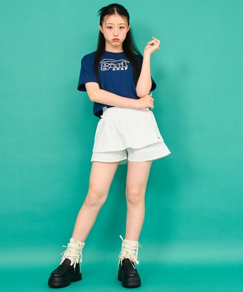 ANAP GiRL(アナップガール)の「ロゴ クロップドTシャツ(Tシャツ/カットソー・キッズ・ラベンダー/ネイビー/ホワイト・XS/S/M)」の16枚目の写真