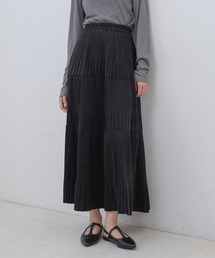 マメクロゴウチ　ベロアロングタイトスカート ブラック　黒　2 ロングスカート Mame Kurogouchi【マメクロゴウチ】正規取り扱い店、通販可能 ON