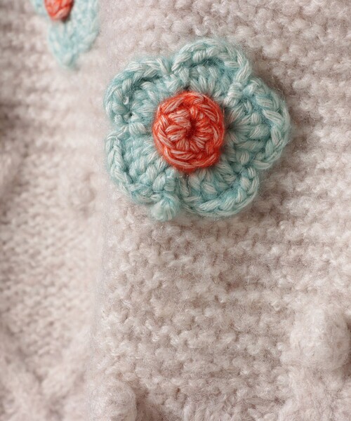 BEAMS mini（ビームスミニ）の「フラワー ケーブルニット プルオーバー 2025FW（90～140cm）（ニット/セーター・キッズ・ブラウン系その他3/ホワイト系その他5・90/110/130/100/120/140）」の13枚目の写真