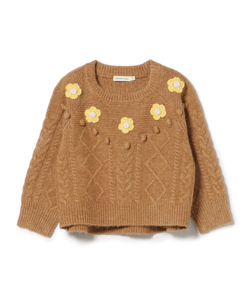 BEAMS mini（ビームスミニ）の「フラワー ケーブルニット プルオーバー 2025FW（90～140cm）（ニット/セーター・キッズ・ブラウン系その他3/ホワイト系その他5・90/110/130/100/120/140）」の14枚目の写真