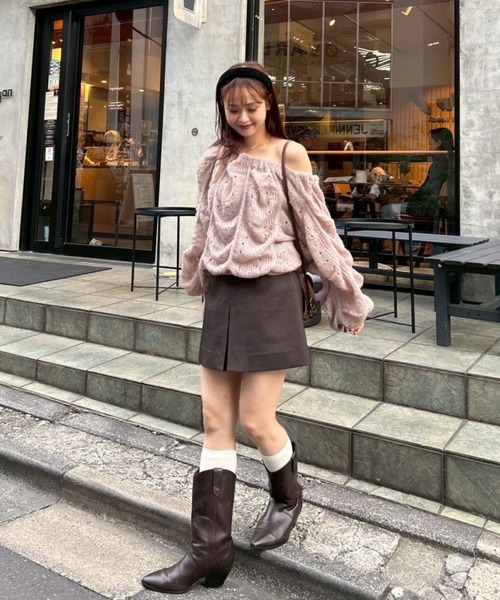 mystic（ミスティック）の「ウェーブシアーホイップニット（ニット/セーター・レディース・オフホワイト/ブラック/ピンク/イエロー/ベージュ・FREE）」の16枚目の写真