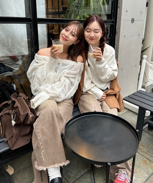 mystic（ミスティック）の「ウェーブシアーホイップニット（ニット/セーター・レディース・オフホワイト/ブラック/ピンク/イエロー/ベージュ・FREE）」の18枚目の写真