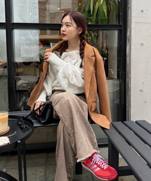 mystic（ミスティック）の「ウェーブシアーホイップニット（ニット/セーター・レディース・オフホワイト/ブラック/ピンク/イエロー/ベージュ・FREE）」の8枚目の写真