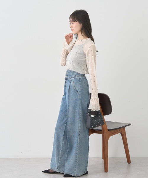 earth music&ecology（アースミュージックアンドエコロジー）の「フロッキードットメロープルオーバー（Tシャツ/カットソー・レディース・アイボリー/ライトベージュ/ブラック・FREE）」の13枚目の写真