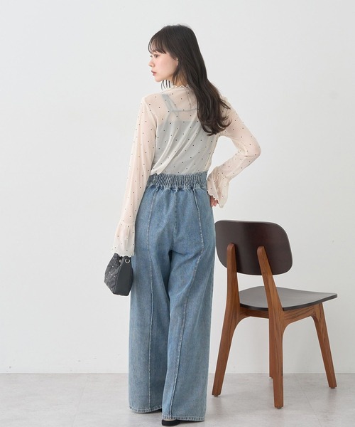 earth music&ecology（アースミュージックアンドエコロジー）の「フロッキードットメロープルオーバー（Tシャツ/カットソー・レディース・アイボリー/ライトベージュ/ブラック・FREE）」の14枚目の写真