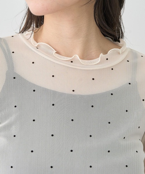 earth music&ecology（アースミュージックアンドエコロジー）の「フロッキードットメロープルオーバー（Tシャツ/カットソー・レディース・アイボリー/ライトベージュ/ブラック・FREE）」の15枚目の写真