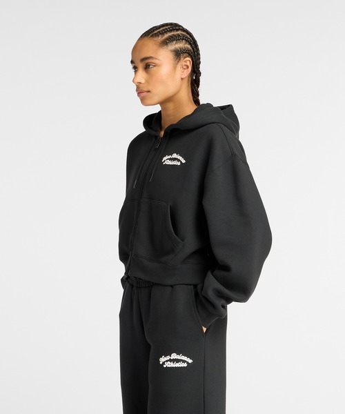 NEW BALANCE(ニューバランス)の「Linear Heritage フリースフルジップ(パーカー・レディース・ブラック/ライトベージュ・SMALL/LARGE/X-LARGE/MEDIUM)」の3枚目の写真