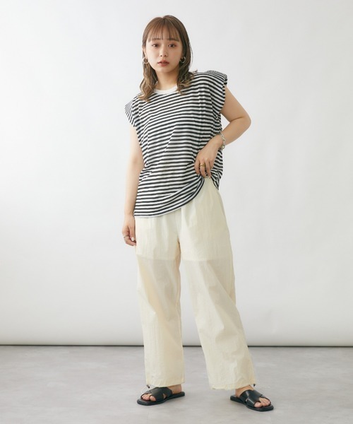 mebole(メボレ)の「キャップスリーブボーダーTシャツ(Tシャツ/カットソー・レディース・ブラック/ブルー・FREE)」の13枚目の写真