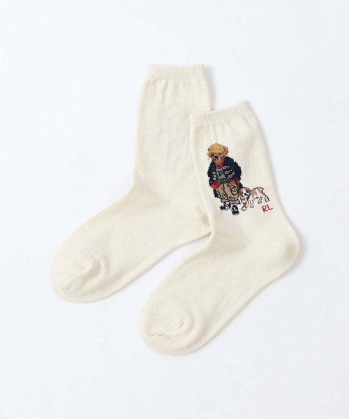 POLO RALPH LAUREN(ポロ ラルフ ローレン)の「POLO RALPH LAUREN BACK TO SCHOOL BEAR キッズソックス 04863751(ソックス/靴下・キッズ・オリーブ/チャコール/オフホワイト・22-24cm/19-21cm)」の2枚目の写真