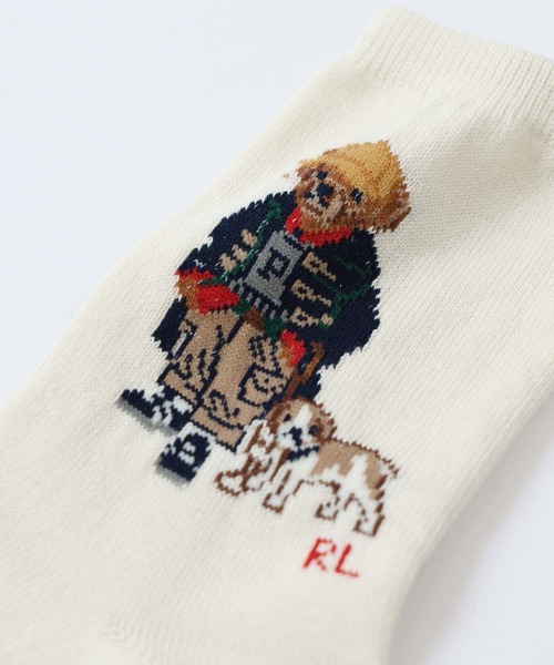 POLO RALPH LAUREN(ポロ ラルフ ローレン)の「POLO RALPH LAUREN BACK TO SCHOOL BEAR キッズソックス 04863751(ソックス/靴下・キッズ・オリーブ/チャコール/オフホワイト・22-24cm/19-21cm)」の4枚目の写真