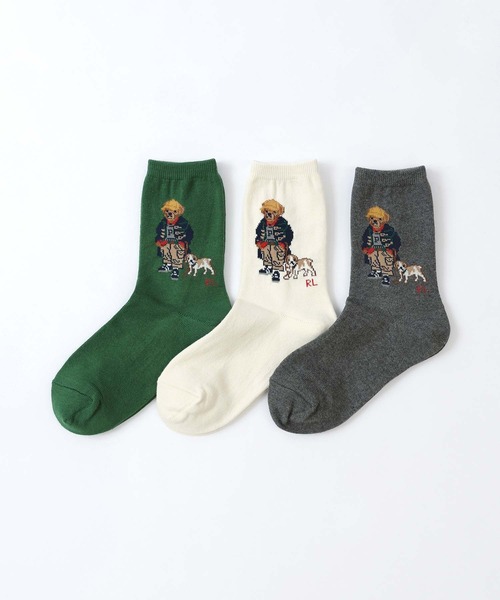 POLO RALPH LAUREN(ポロ ラルフ ローレン)の「POLO RALPH LAUREN BACK TO SCHOOL BEAR キッズソックス 04863751(ソックス/靴下・キッズ・オリーブ/チャコール/オフホワイト・22-24cm/19-21cm)」の8枚目の写真
