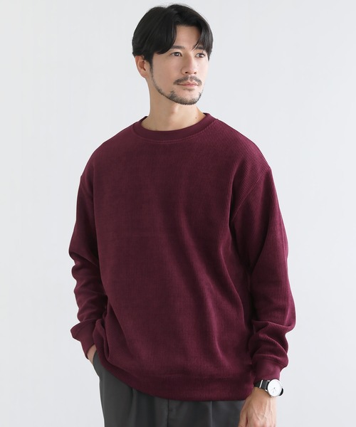 SPU(スプ)の「カットコーデュロイクルーネックスウェット(スウェット・メンズ・ブラック/ワイン/オフホワイト/ダークブラウン・S/M/L/XL)」の4枚目の写真