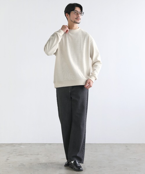 SPU(スプ)の「カットコーデュロイクルーネックスウェット(スウェット・メンズ・ブラック/ワイン/オフホワイト/ダークブラウン・S/M/L/XL)」の7枚目の写真