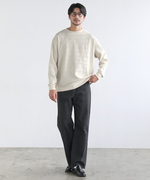 SPU(スプ)の「カットコーデュロイクルーネックスウェット(スウェット・メンズ・ブラック/ワイン/オフホワイト/ダークブラウン・S/M/L/XL)」の8枚目の写真