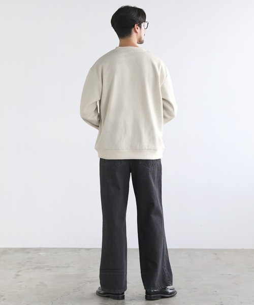 SPU(スプ)の「カットコーデュロイクルーネックスウェット(スウェット・メンズ・ブラック/ワイン/オフホワイト/ダークブラウン・S/M/L/XL)」の9枚目の写真