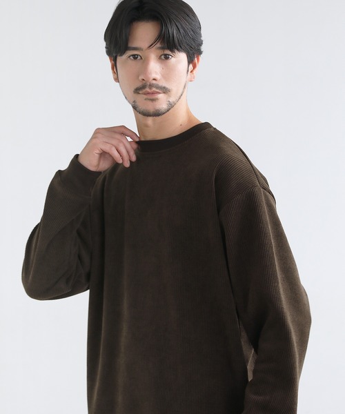 SPU(スプ)の「カットコーデュロイクルーネックスウェット(スウェット・メンズ・ブラック/ワイン/オフホワイト/ダークブラウン・S/M/L/XL)」の18枚目の写真