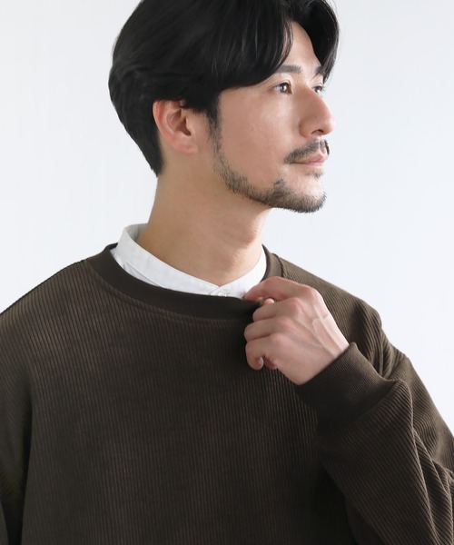 SPU(スプ)の「カットコーデュロイクルーネックスウェット(スウェット・メンズ・ブラック/ワイン/オフホワイト/ダークブラウン・S/M/L/XL)」の20枚目の写真