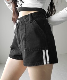 me+em select(~[ZNg)́y Qcolor zTChCnCEGXgfjV[gpc ^ sideline highwaist denim short pants(fjpc)