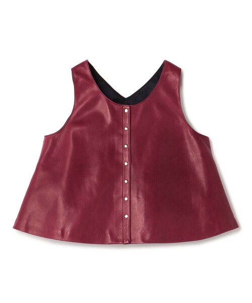 TOMORROWLAND collection（トゥモローランドコレクション）の「ベジタブルレザー フロンタブルジレ（ベスト・レディース・ダークブラウン/レッド・36）」の2枚目の写真