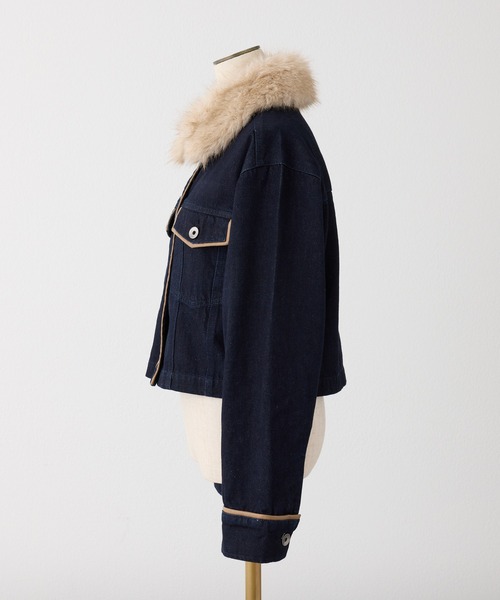 NICE CLAUP ファー襟ブルゾン ナイスクラップ continuer de NICE CLAUP/ファーブルゾン｜NICE CLAUP/OLIVE des