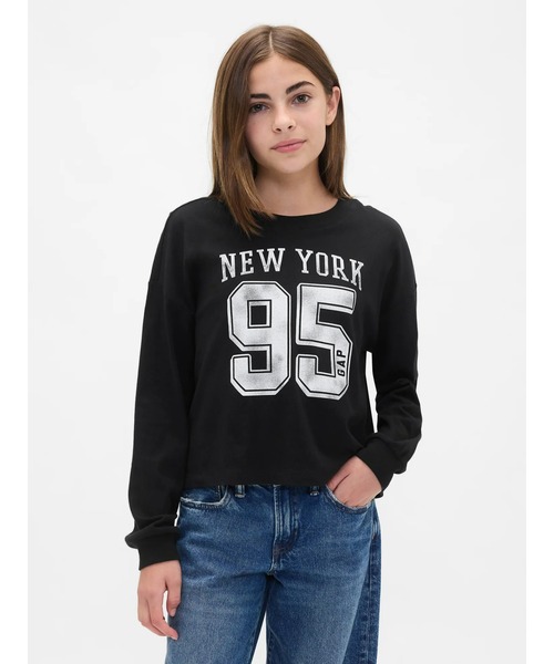 GAP(ギャップ)の「オーバーサイズ グラフィックTシャツ (キッズ)(Tシャツ/カットソー・キッズ・ブラック/オフホワイト・120cm/130cm/110cm/140cm/150cm/160cm)」の1枚目の写真