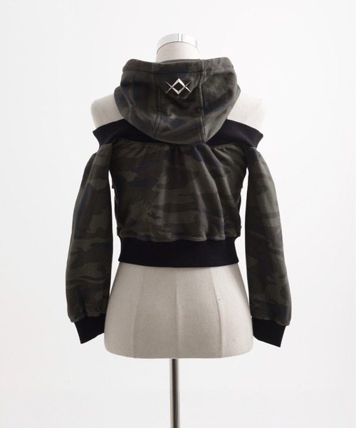 REFLEM/レフレム』オフショルクロップドZIPパーカー/ジップアップ